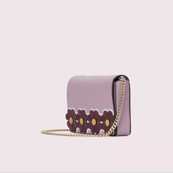Kate Spade New York Lilac Sylvia Clover Appliqué Chain Crossbody Wallet Clutch - Picture 2 of 11